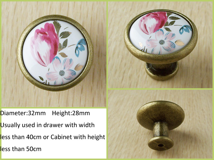 Ceramic Zinc Alloy modern tulip classic handle knob Kitchen Cabinet Furniture Handle knob P73