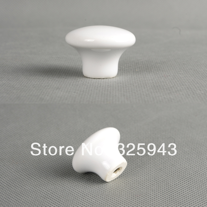 10pcs 32mm European Style  Ceramic  Round Wardrobe Drawer Single Hole  Furniture Cabinet Knobs & Handles Pure White Rural