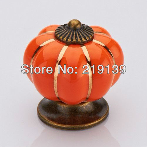 10pcs 40mm Colorful Pumpkin Furniture Cabinet Ceramic Knob Drawer Pull Handle Kitchen Door Wardrobe Hardware