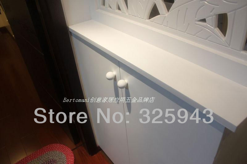 10pcs Cute Ball Ceramic Kitchen Cabinet Knobs Solid White Dresser Pulls Closet Door Handle 26mm