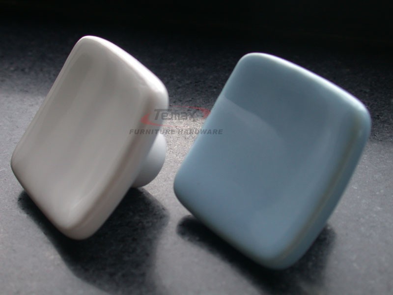 Ceramic Lovely Cute Cabinet Dresser Drawer Handle Knob Bar Blue White Shell Wave Lovely