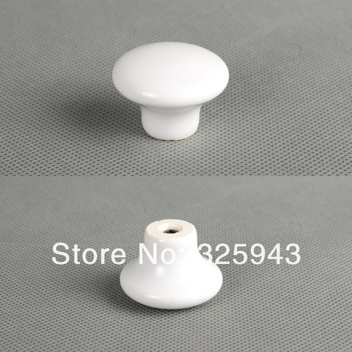 Diameter 32mm European Style  Ceramic  Round Wardrobe Drawer Single Hole  Furniture Cabinet Knobs & Handles Pure White Rural