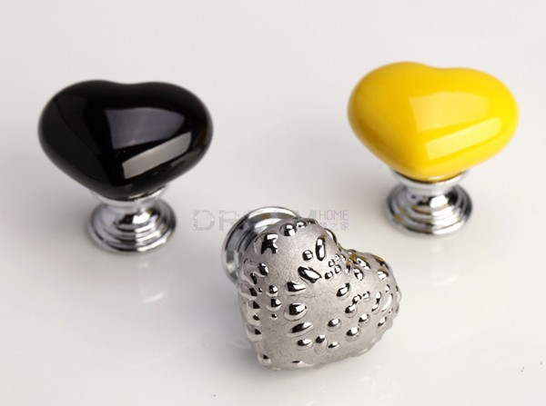 Childern Room Cartoon Handle Heart shape Ceramic Drawer knob for cupboard/shoes cabinet/closet