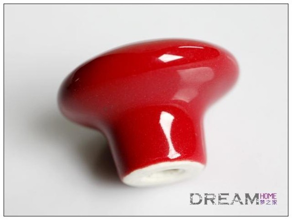 Modern Red Round ceramic furniture handle High grade shoes cabinet/cupboard/closet knob  Simple pulls