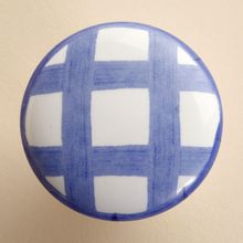 Modern Romatic Blue plaid Round ceramic furniture handle High grade shoes cabinet knob Simple Fashion drawer pulls