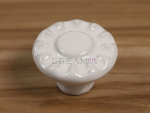 Modern Romatic  white flower shaped Big Round eramic furniture handle High grade shoes cabinet knob Simple Fashion pulls