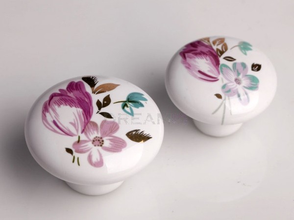 Promotion European Modern tulip Big Round ceramic  furniture handle High grade shoes cabinet knob Simple Fashion pulls
