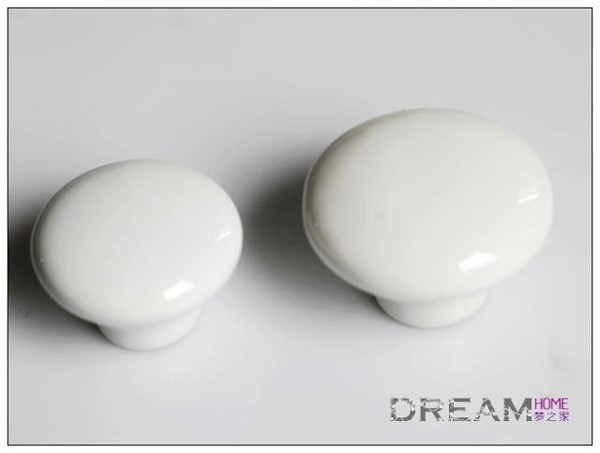 Simple fashion european style White Round ceramic furniture handle High grade drawer knob Rural style pulls