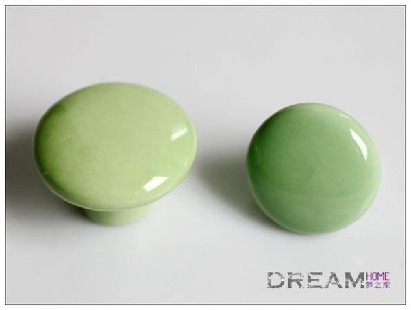 Single color Green Round ceramic furniture handle European Rural style High grade shoes cabinet knob Simple Fashion pulls