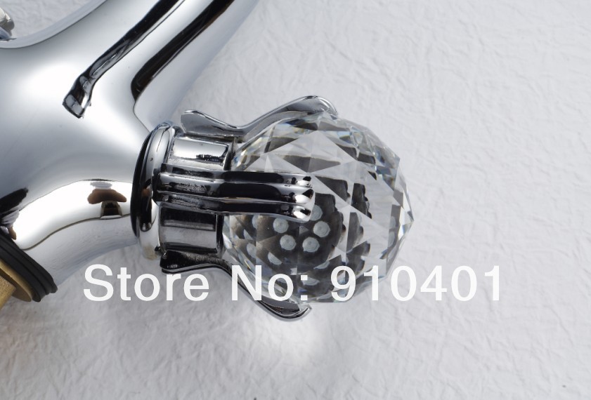Brand NEW Luxury Brass Chrome Finish Dragon Animal Basin Faucet Mixer Tap Double Crystal Handles Deck Mounted