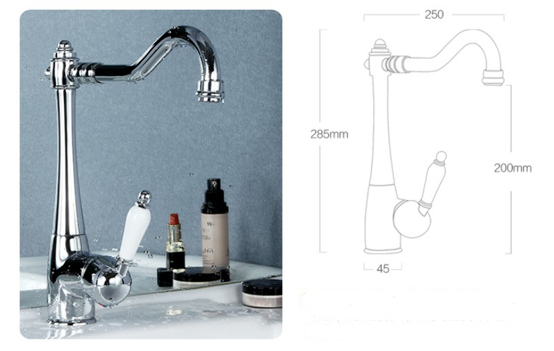 Brand NEW  Roman Classic  Bathroom Basin Faucet  Sink Mixer Tap Swivel Spout Single Ceramic Handle Chrome Finish