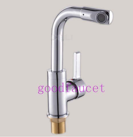 Contemporary 100% solid brass swivel spout bathroom basin faucet single handle hole mixer cold and hot water tap