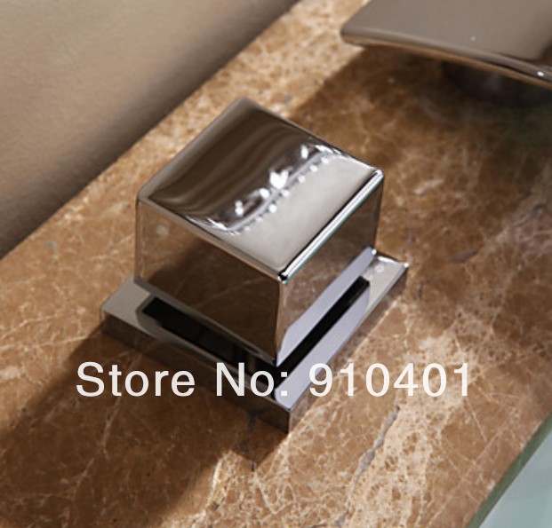 Contemporary Promotion Chrome Brass Widespread Bathroom Waterfall Basin Faucet Dual Handles Mixer Tap