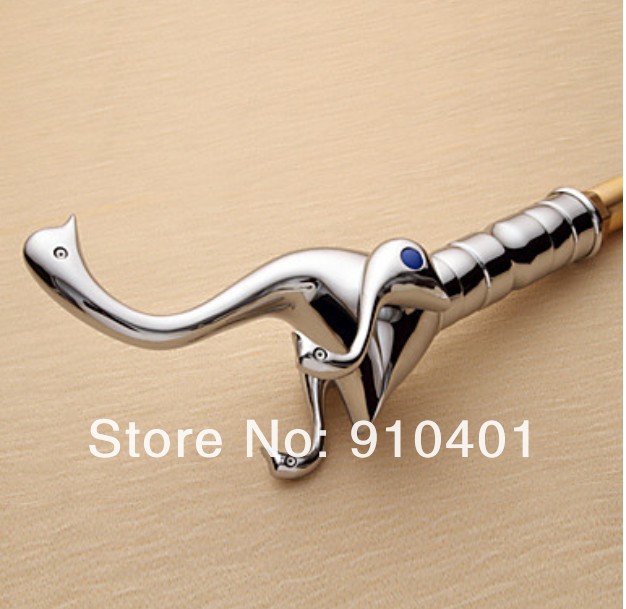 Contemporary Promotion Deck Mounted Chrome Brass Bathroom Swan Faucet Dual Swan Handles Tall Mixer Tap