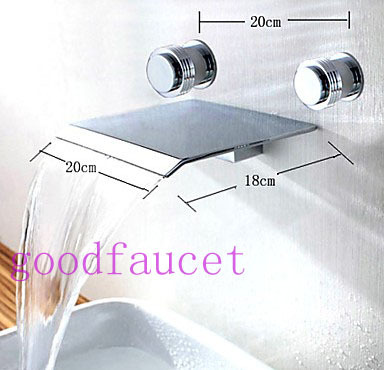 Contemporary Widespread Waterfall Bath Faucet Basin Mixer Tap Double Handle Chrome Wall Mounted