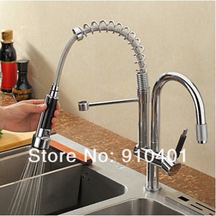 Factory directly sell!Luxury 100%solid brass chrome finish kitchen faucet  dual spouts spring sink mixer swivel spout tap
