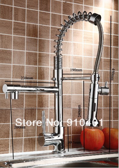 Factory directly sell!NEW pull out spring kitchen faucet .100% solid brass sink mixer tap dual spray (chrome)