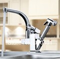 Factory sellModern Pull Out Kitchen Faucet Vessel Mixer Tap Chrome Finish & Stainless Steel Kitchen Sink Soap Dispenser
