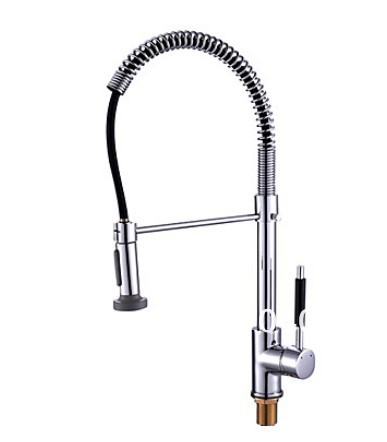 High quality!Chrome Brass Spring pull out dual sprayer kitchen bar sink faucet mixer tap 