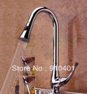 Kitchen Faucet With Luxury Dual Spray Solid Brass Hot &Cold Mixer Single Handle Tap Chrome Finish