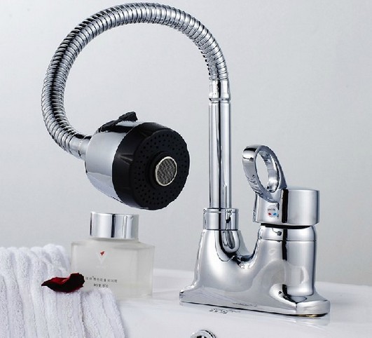NEW Wholesale / retail Promotion New Brand Swivel Spout Basin Sink Faucet for 2/3 Holes Single Handle Mixer Tap