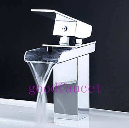 NEW Wholesale and retail bathroom waterfall faucet chrome basin vessel sink mixer tap single handle bathroom mixer