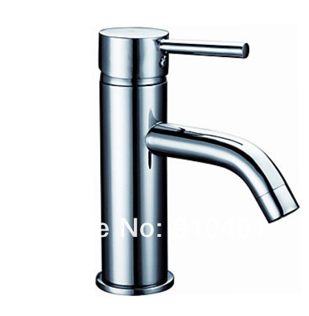 New Solid Brass Bathroom Basin Sink Faucet Mixer Tap Cylinder Single Hole Chrome Finish