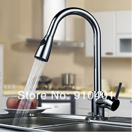 Pull out kitchen faucet polished thicken chrome swivel kitchen sink Mixer tap luxury spray deck mounted 