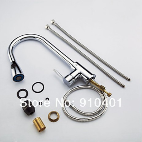 Pull out kitchen faucet polished thicken chrome swivel kitchen sink Mixer tap luxury spray deck mounted 