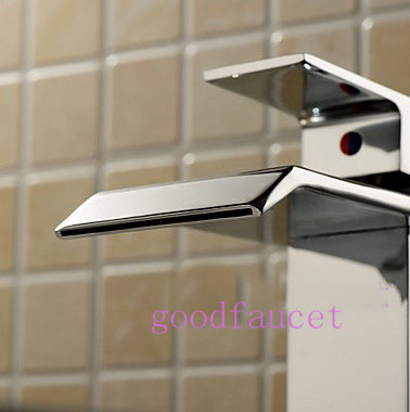 Square Waterfall Single Lever Bathroom Sink Basin Faucet Vessel Mixer Tap Chrome Finish Hot And Cold Water Tap