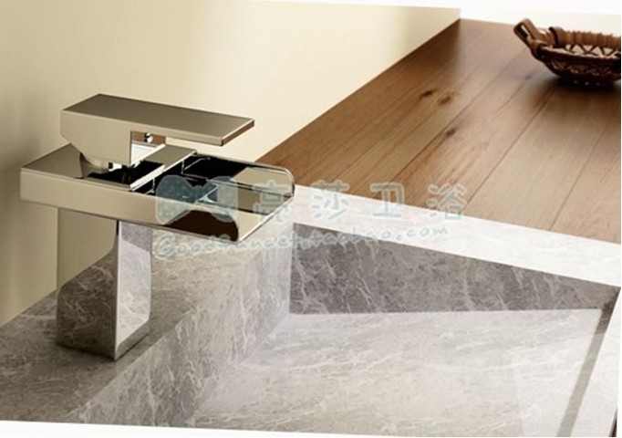 Waterfall Solid Brass Chrome  Bathroom Faucet Single Lever Basin Faucet Sink MixerTap 0040