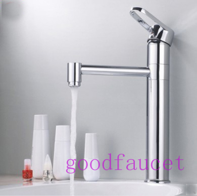 Wholesale And Retail NEW Deck Mounted Chrome Finish Brass Bathroom Faucet Single Handle Countertop Mixer Tap