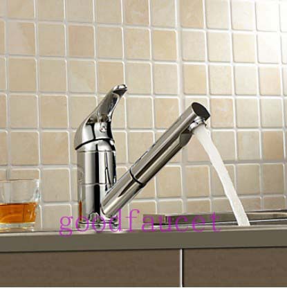 Wholesale And Retail NEW Pull Out Deck Mounted Kitchen Mixer Tap Bathroom Faucet Single Handle Chrome Finish Tap