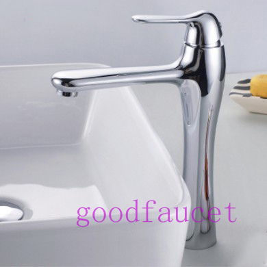Wholesale And Retail NEW Tall Style Bathroom Single Lever Mixer Tap Chrome Brass Countertop Vanity Sink Faucet