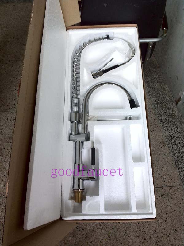 Wholesale And Retail New Euro Chrome Brass Spring Kitchen Faucet Dual Spouts Vessel Sink Mixer Tap Single Handle
