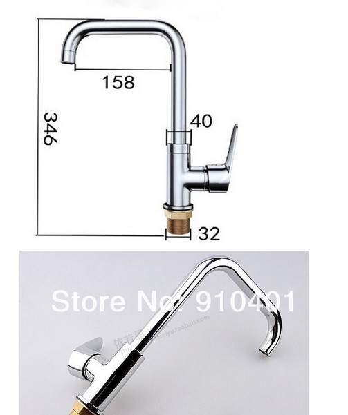 Wholesale And Retail Promotion   Chrome Brass Deck Mounted Swivel Kitchen Faucet Vessel Sink Mixer Tap 1 Handle