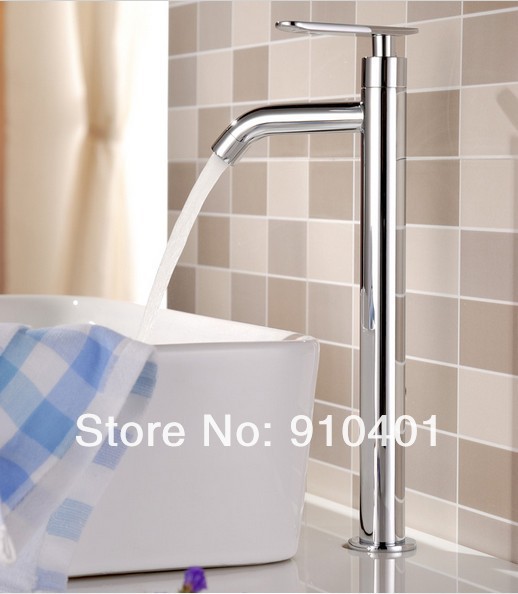 Wholesale And Retail Promotion 12" Tall Bathroom Basin Faucet Single Handle Vessel Sink Mixer Tap Chrome Finish