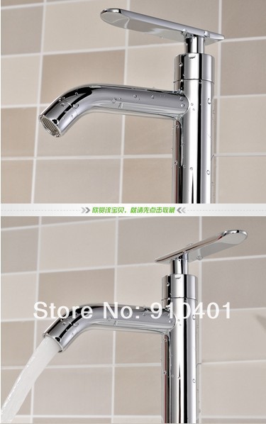 Wholesale And Retail Promotion 12" Tall Bathroom Basin Faucet Single Handle Vessel Sink Mixer Tap Chrome Finish