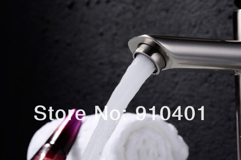 Wholesale And Retail Promotion Brushed Nickel Bathroom Basin Faucet Deck Mounted Sink Mixer Tap Single Handle