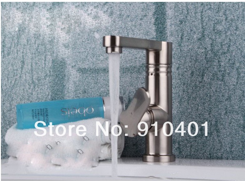 Wholesale And Retail Promotion Brushed Nickel Bathroom Basin Faucet Single Handle Sink Mixer Tap Swivel Spout