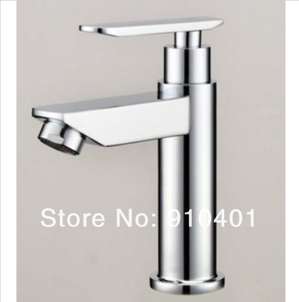 Wholesale And Retail Promotion  Chrome Brass Bathroom Basin Sink Faucet Single Handle Vessel Tap For Cold Water