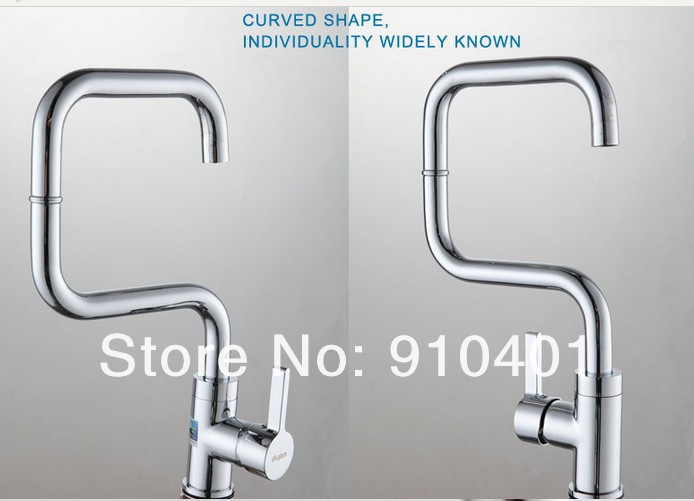 Wholesale And Retail Promotion Chrome Brass Deck Mounted Kitchen Faucet Single Handle Swivel Spout Mixer Tap