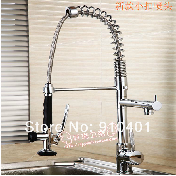 Wholesale And Retail Promotion Chrome Brass Kitchen Faucet Single Handle Sink Mixer Tap Pull Out Swivel Spout