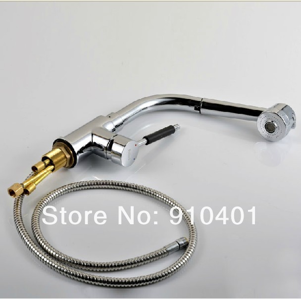 Wholesale And Retail Promotion Chrome Brass Pull Out Kitchen Faucet Dual Sprayer Swivel Spout Sink Mixer Tap