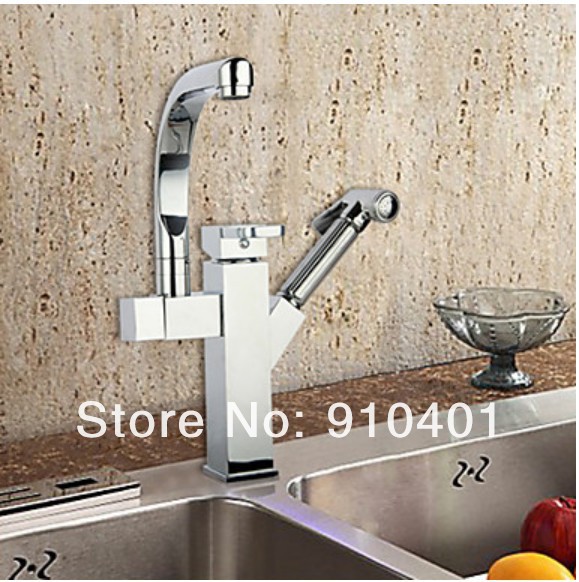 Wholesale And Retail Promotion Chrome Brass Pull Out Sprayer Kitchen Faucet Swivel Spout Vessel Sink Mixer Tap