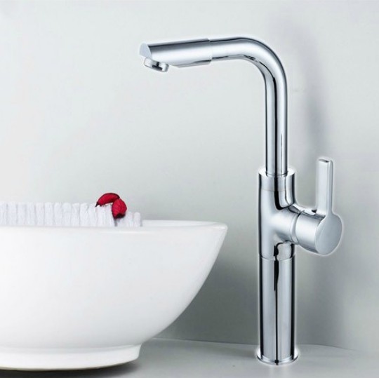 Wholesale And Retail Promotion Chrome Brass Tall 360 Swivel Spout Bsain Sink Faucet Single Handle Mixer Tap