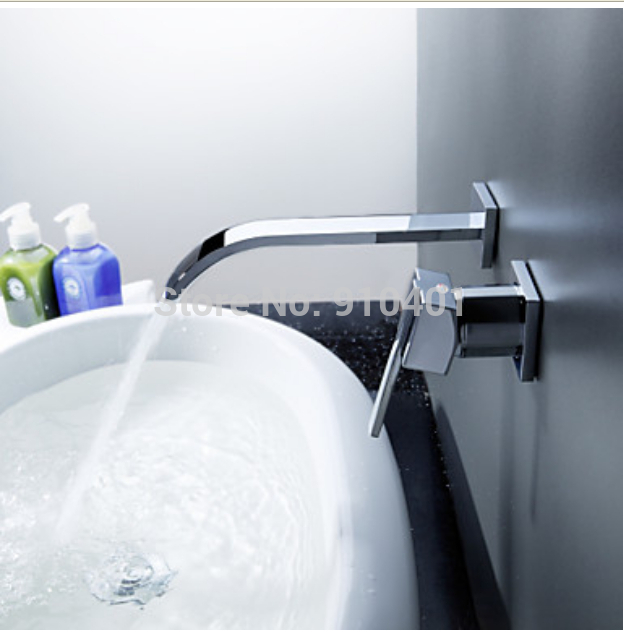 Wholesale And Retail Promotion Chrome Brass Wall Mounted Waterfall Basin Faucet Single Handle Sink Mixer Tap