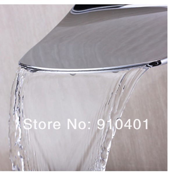 Wholesale And Retail Promotion Chrome Brass Waterfall Bathroom Basin Faucet Ring Handle Mixer Tap Wall Mounted