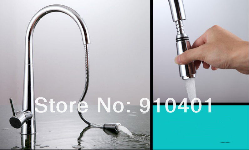 Wholesale And Retail Promotion Chrome Solid Brass Pull Out Kitchen Faucet Swivel Spout Vessel Sink Mixer Tap