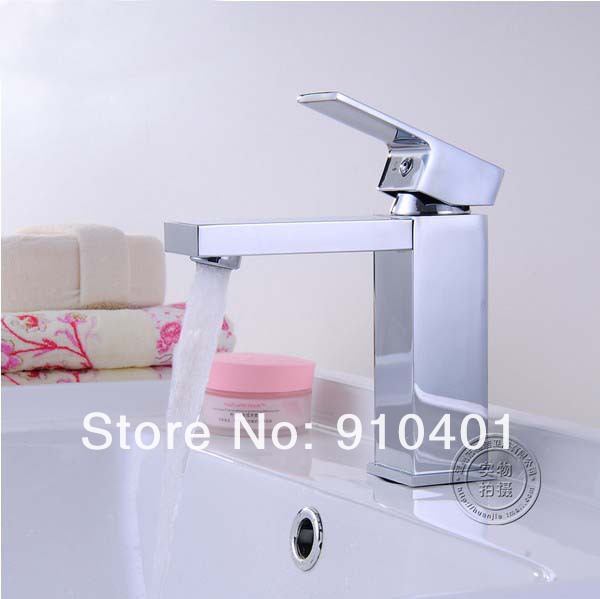 Wholesale And Retail Promotion  Deck Mounted Chrome Brass Bathroom Basin Faucet Single Handle Vanity Mixer Tap